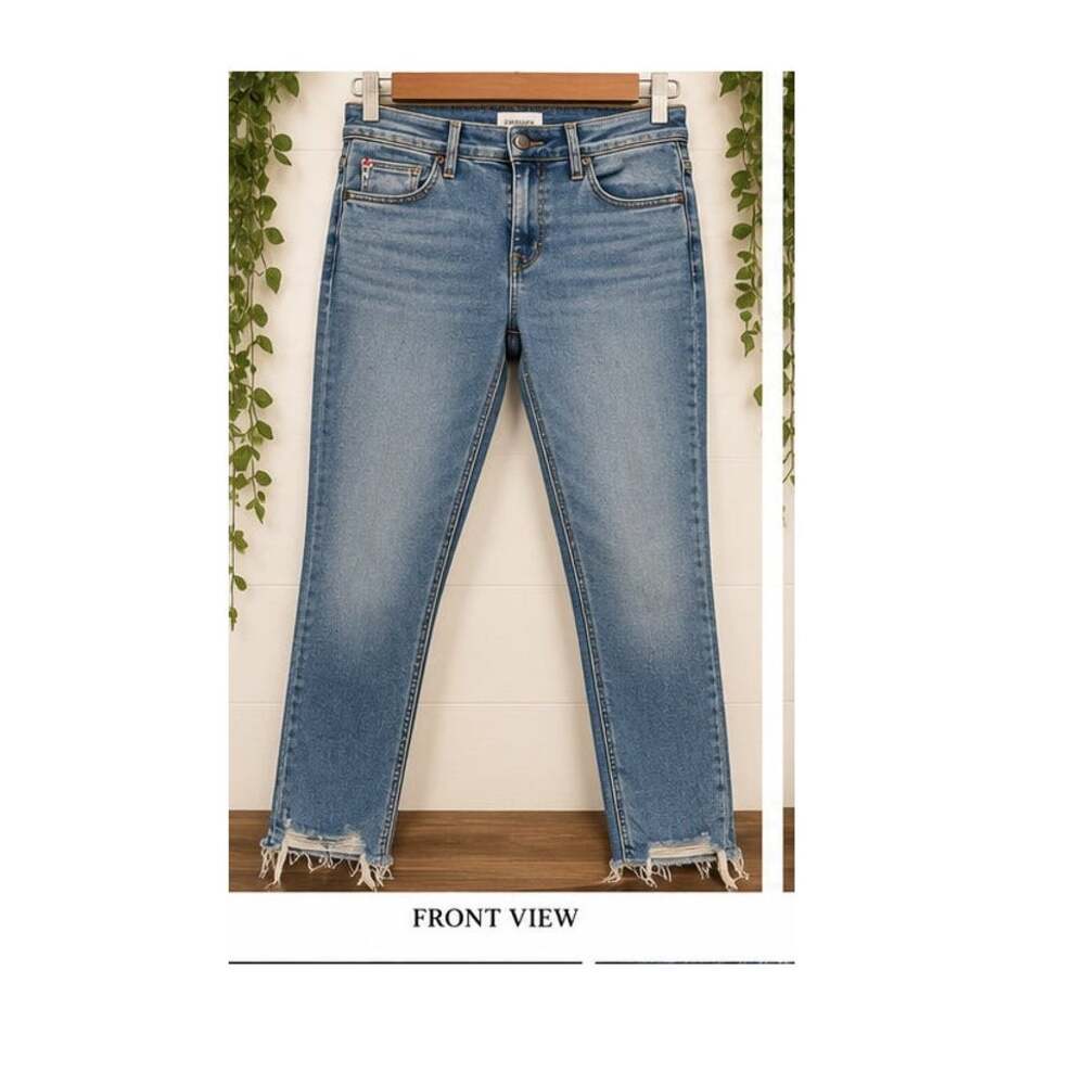 Hudson Blair Super Skinny Jeans Raw Hem Medium Wash Blue Womens Size 28